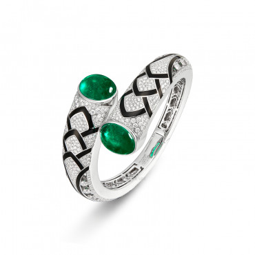 RichandRare-RARE-EMERALD, ENAMEL AND DIAMOND BANGLE